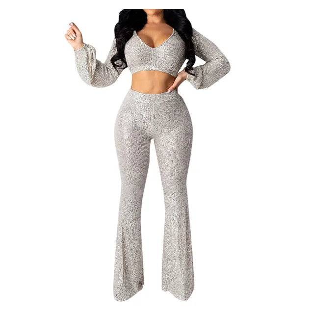 2 piece sequin pants set