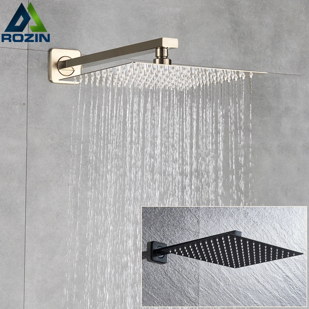 Купить Сантехника Rozin Brushed Golden Rainfall Shower Head Bathroom 8/10/12" Ultrathin Style