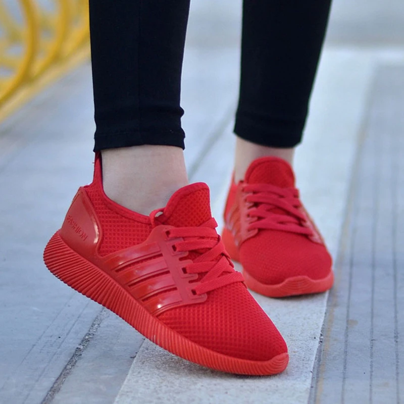 all red running shoes women's