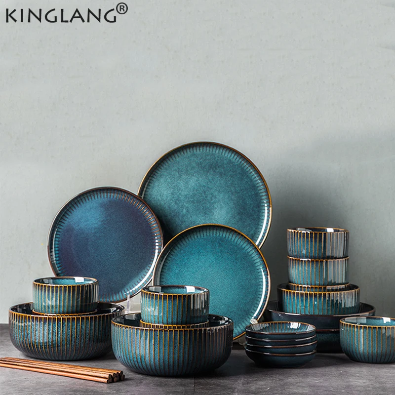 blue dinner ware