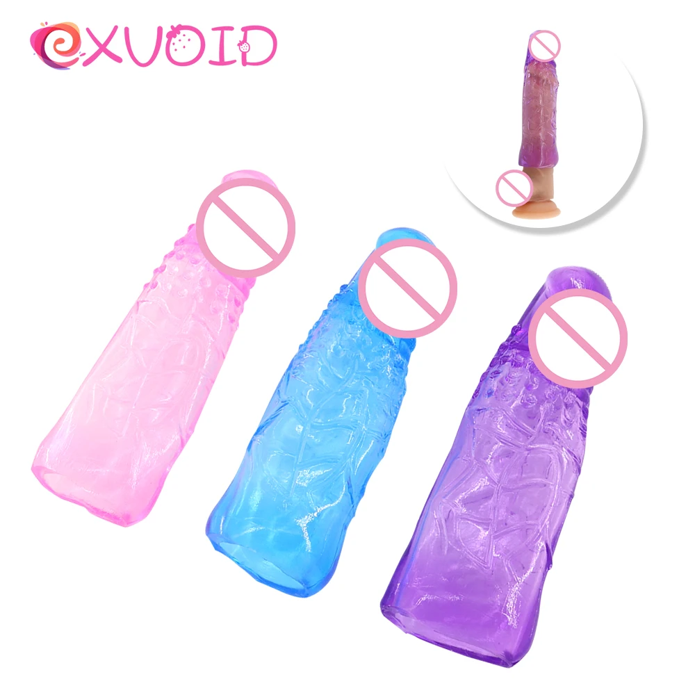 קנו אביזרי מין | EXVOID Dildo Enlargement Reusable Silicone Condom Penis  Sleeve Sex Toys For Men G-spot Massager Cocks Extender Penig Ring