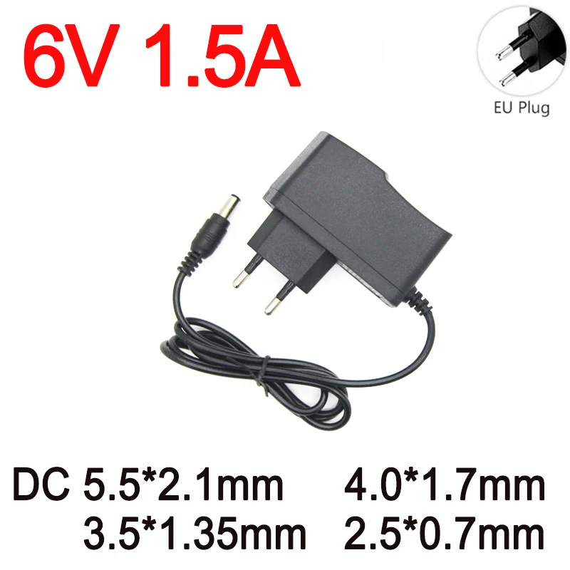 Best quality AC/DC Adapter DC 6V 1.5A AC 100-240V Power Adapter Converter Charger 6V 1500MA Charger Power Supply EU Plug-animated-img