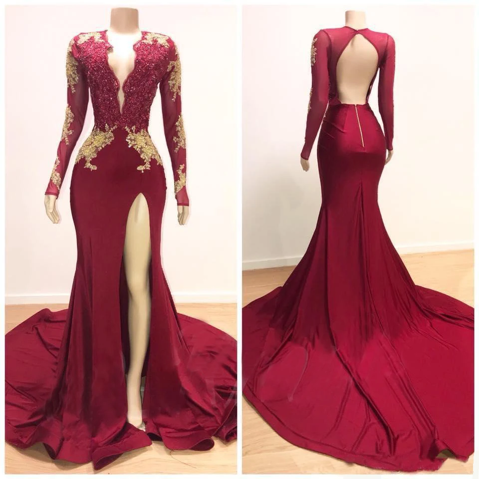 Burgundy Mermaid Prom Dresses 2020 