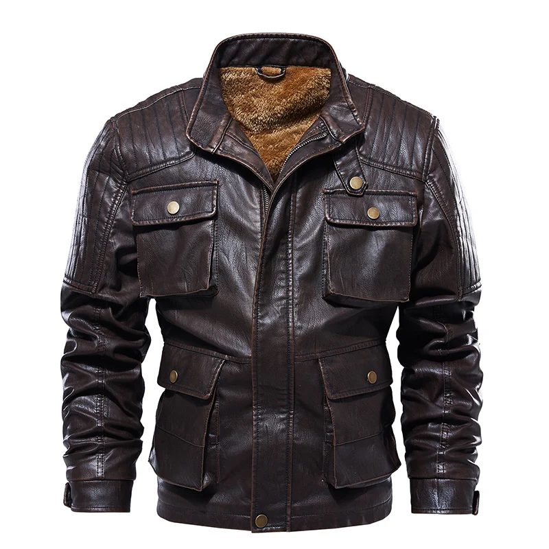 New Autumn Winter Leather Jacket Men 