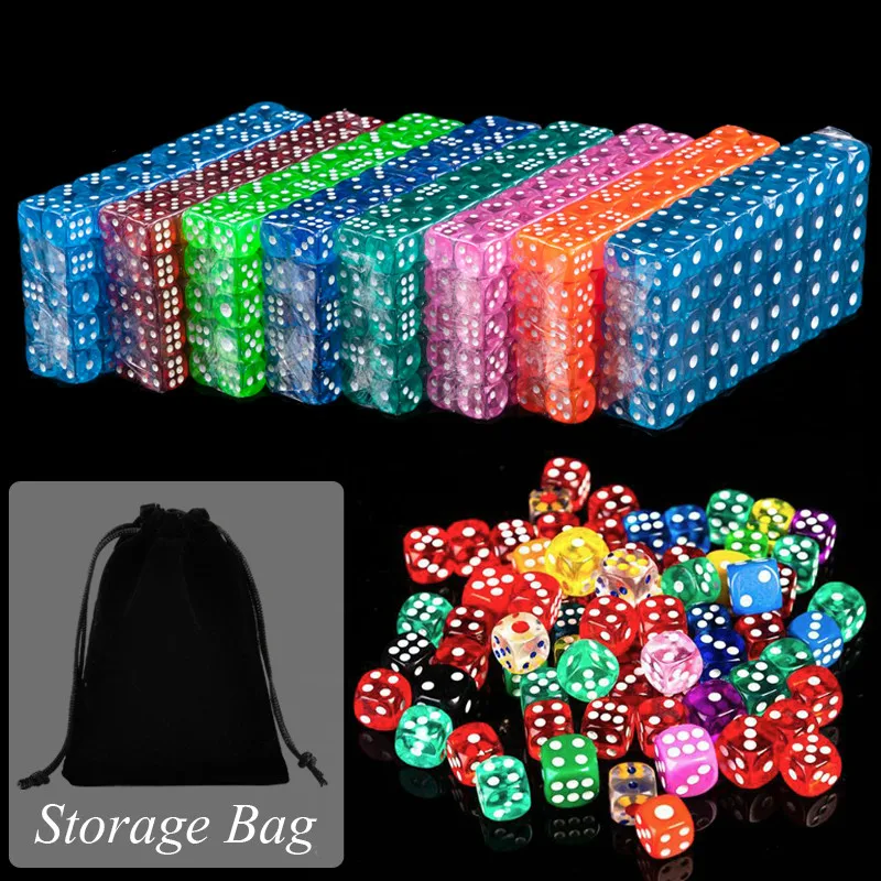 10/30Pcs Portable Table Games Dice 14MM Acrylic Round Corner Board Game Dice Party Gambling Game Cubes Digital Dices with Bag-animated-img