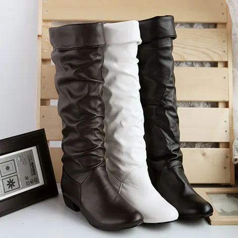 flat heeled knee high boots