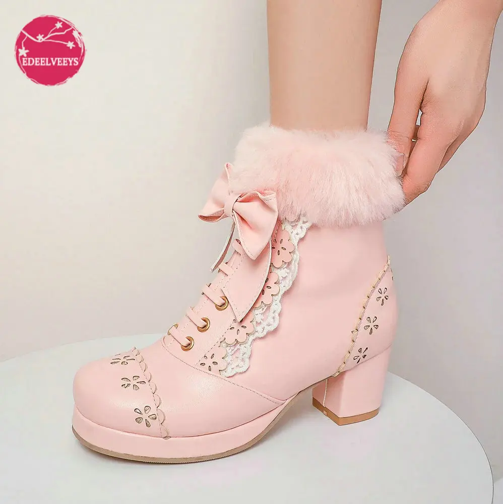 pink fur snow boots