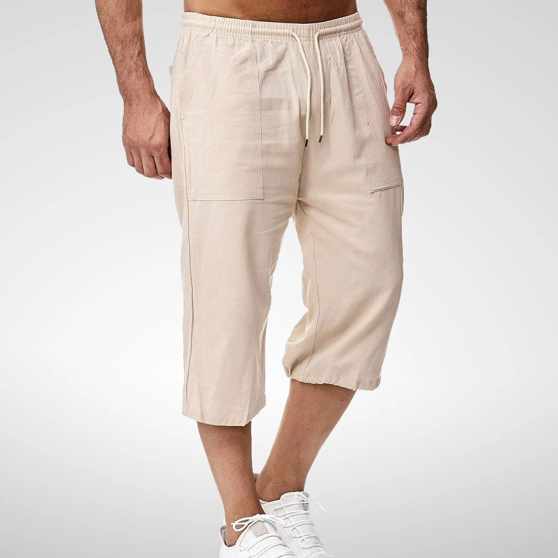 Linen Short Men 3/4 Length Knee Cotton Large Size 5xl High Waist Plus Size 3XL Bermuda Shorts Male Long Men's Summer Breeches