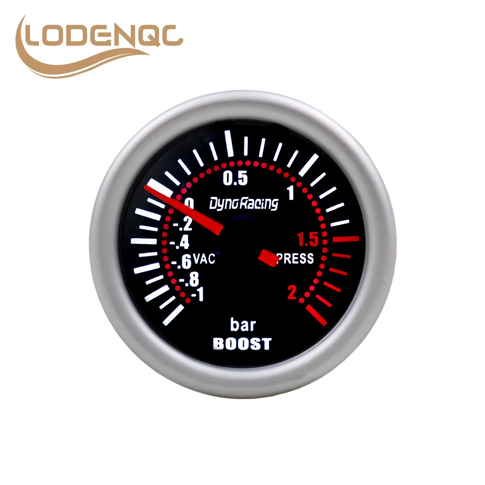 Lodenqc Car Gauge 2'' 52mm Universal 12V Gauge Mete Smoke Len Turbo Boost Gauge Bar LED Digital Pointer Boost Gauge-animated-img