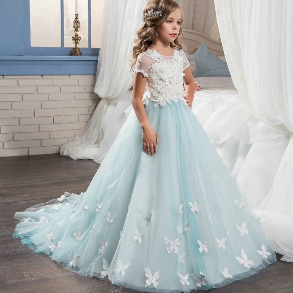 baby blue flower girl dresses