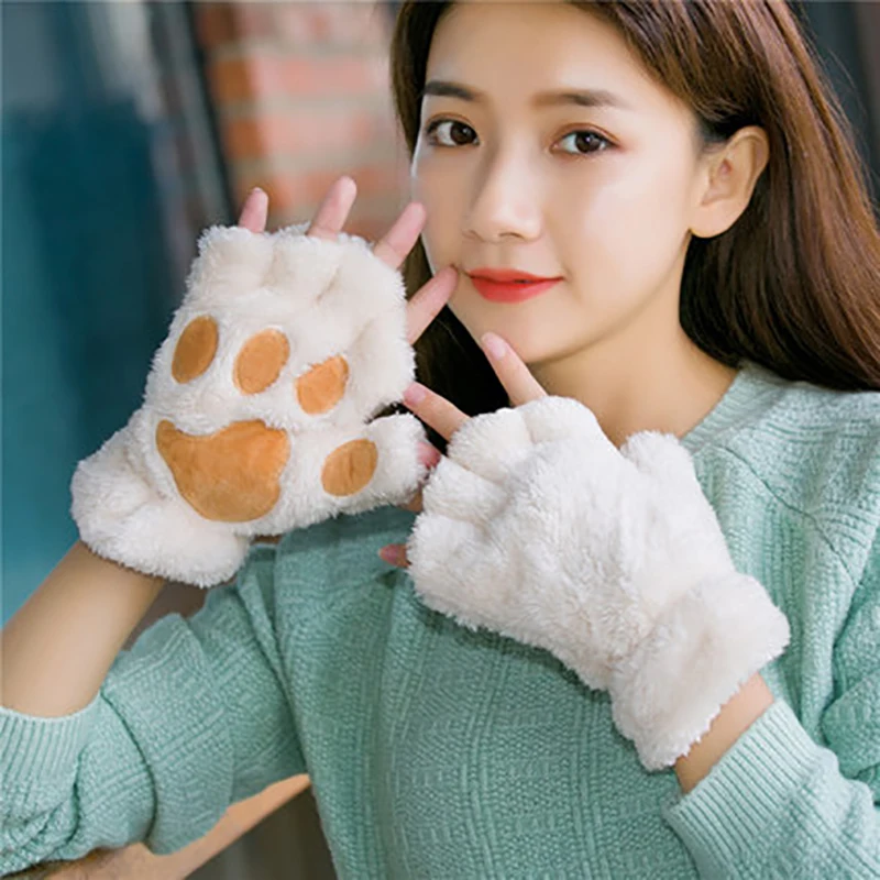 fluffy womens gloves