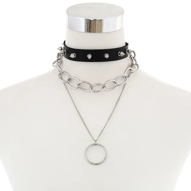 Spiker choker necklace set women punk 