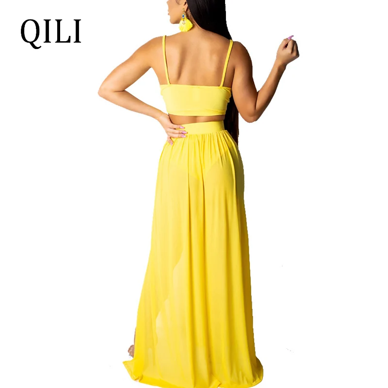 yellow 2 piece dress