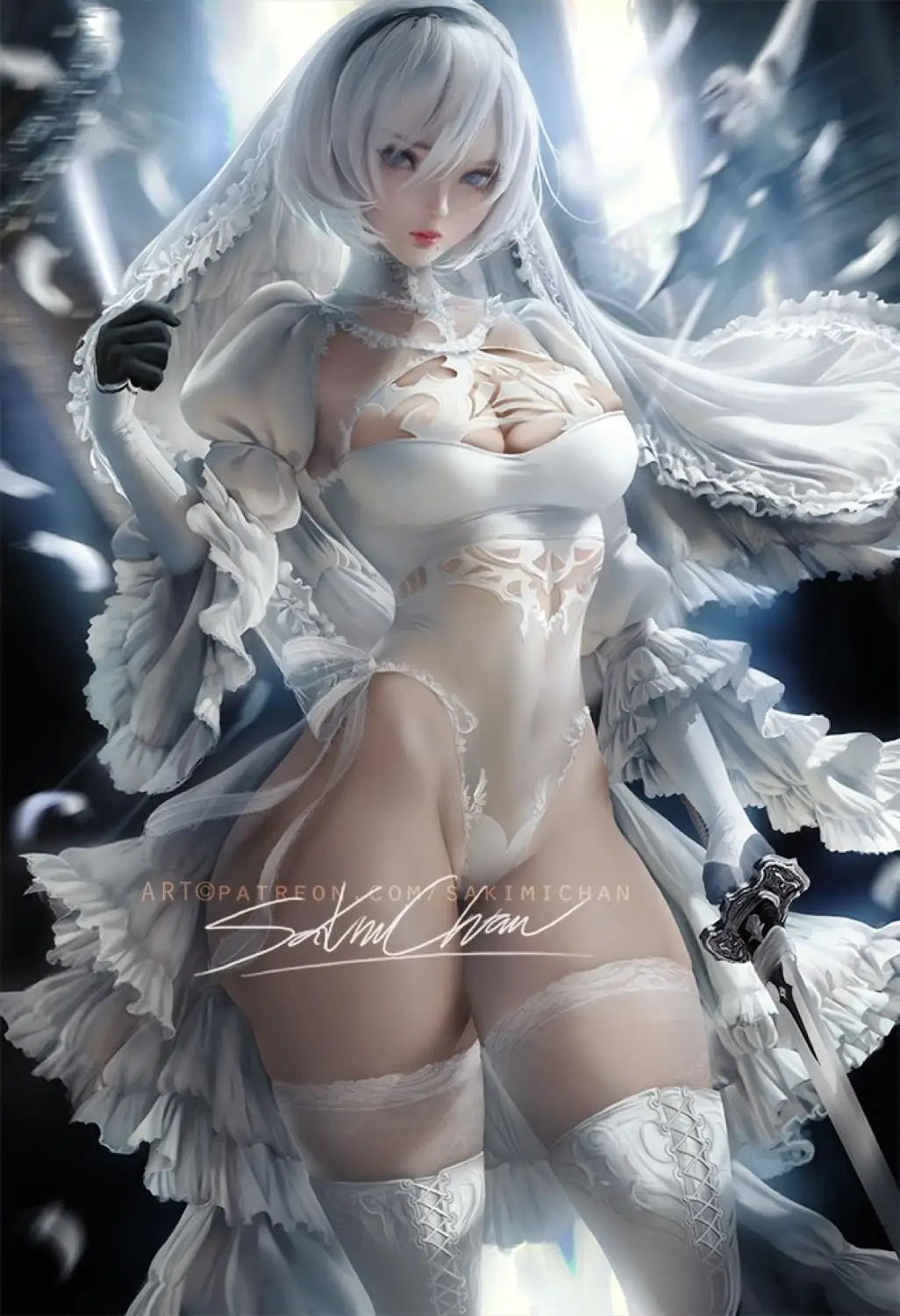 Купить Костюмы и аксессуары для Пурима | Irelia H Custom made NieR:Automata  Cosplays Fanart 2B Cosplay Costume YoRHa No 2 Type B bride wedding dress  sexy dress female