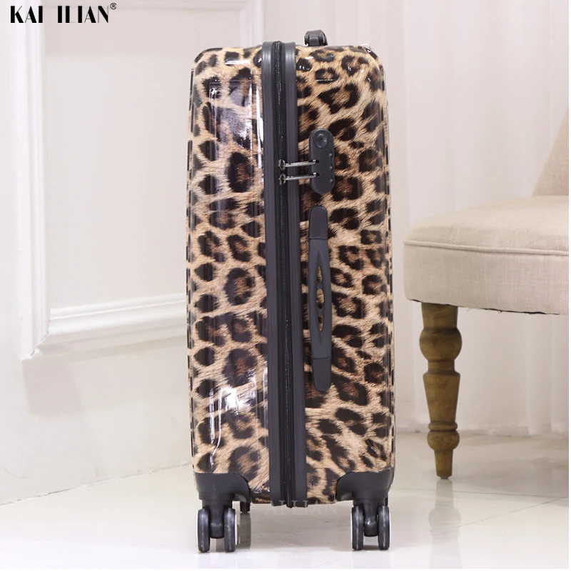 animal print rolling luggage