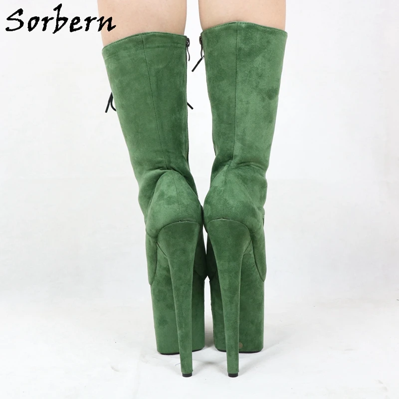 green heeled boots