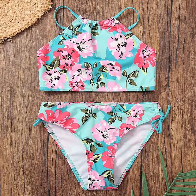Купить Плавание Floral Girl Swimsuit Swimwear Kids Two Piece Children