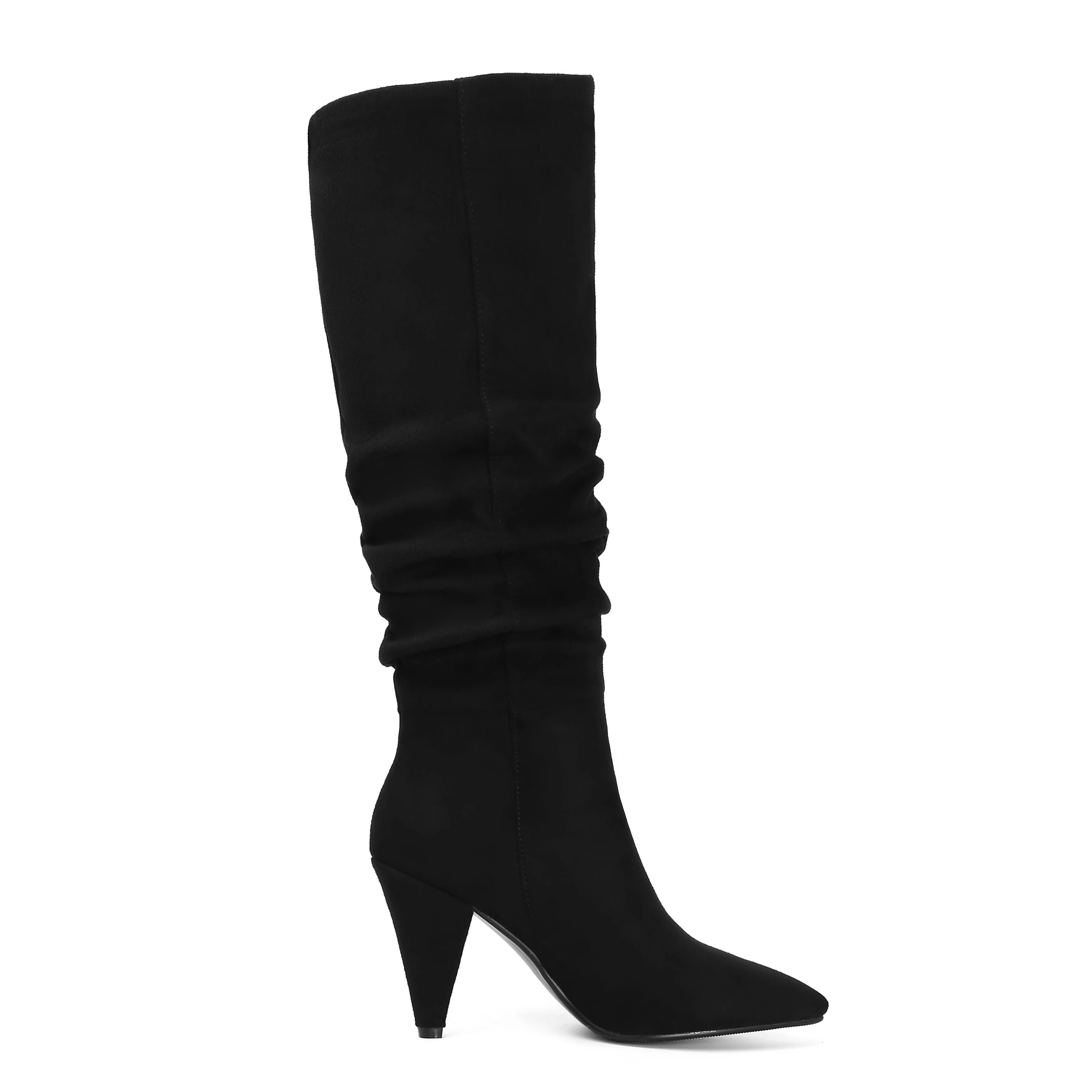 ladies black suede knee high boots