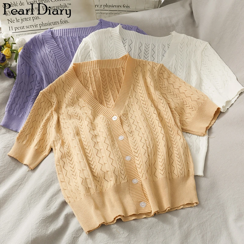 Pearl Diary Women Knitted Cardigan Crop 
