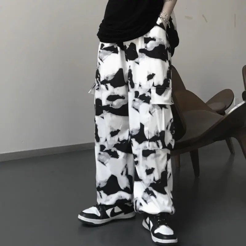 Biggorange Cargo Pants Tie Dye Harajuku Streetwear Women Wide Leg High 1506