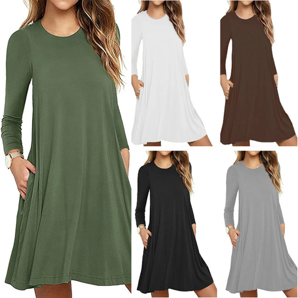 Casual Dress Autumn Women Short Solid 