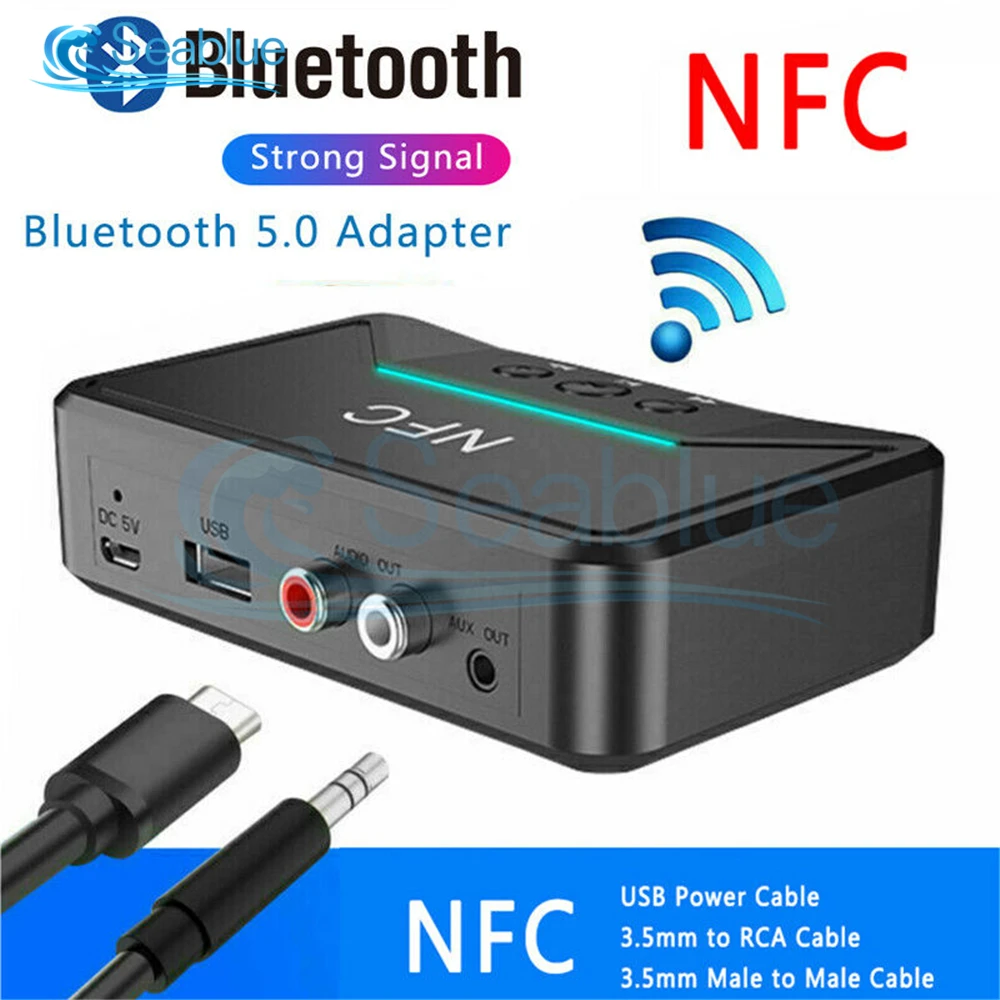 Wireless Audio Receiver Bluetooth 5.2 NFC Audio Adapter U Disk RCA 3.5mm  AUX Jack Stereo Music Receiver Car Speaker Amplifier