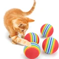 2Pcs Rainbow Toy Ball Interactive 3.5m Cat Toys Play Chew Rattle Scratch EVA Ball Training Pet Supplies preview-1