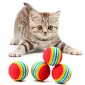 2Pcs Rainbow Toy Ball Interactive 3.5m Cat Toys Play Chew Rattle Scratch EVA Ball Training Pet Supplies preview-2