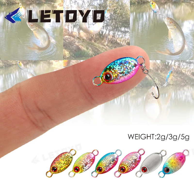 LETOYO Mini Spoon Lure 2g/3g/5g Micro Metal Fishing Bait Hard Sequin Lure Spinner Spoon Small Fish With Sharp Single Hook Stream