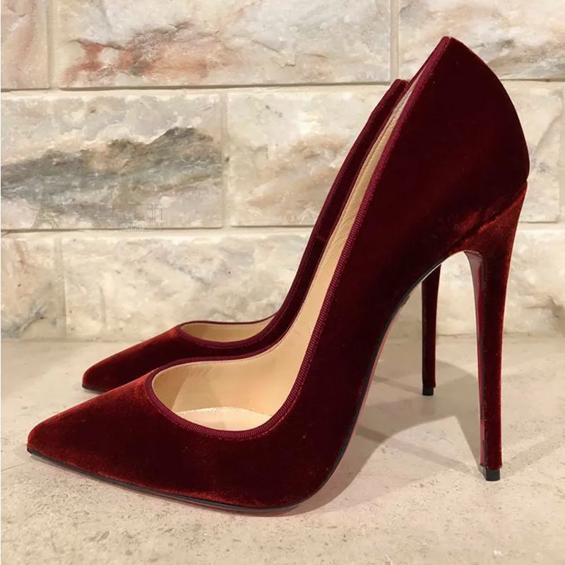 Burgundy velvet pumps Clearance