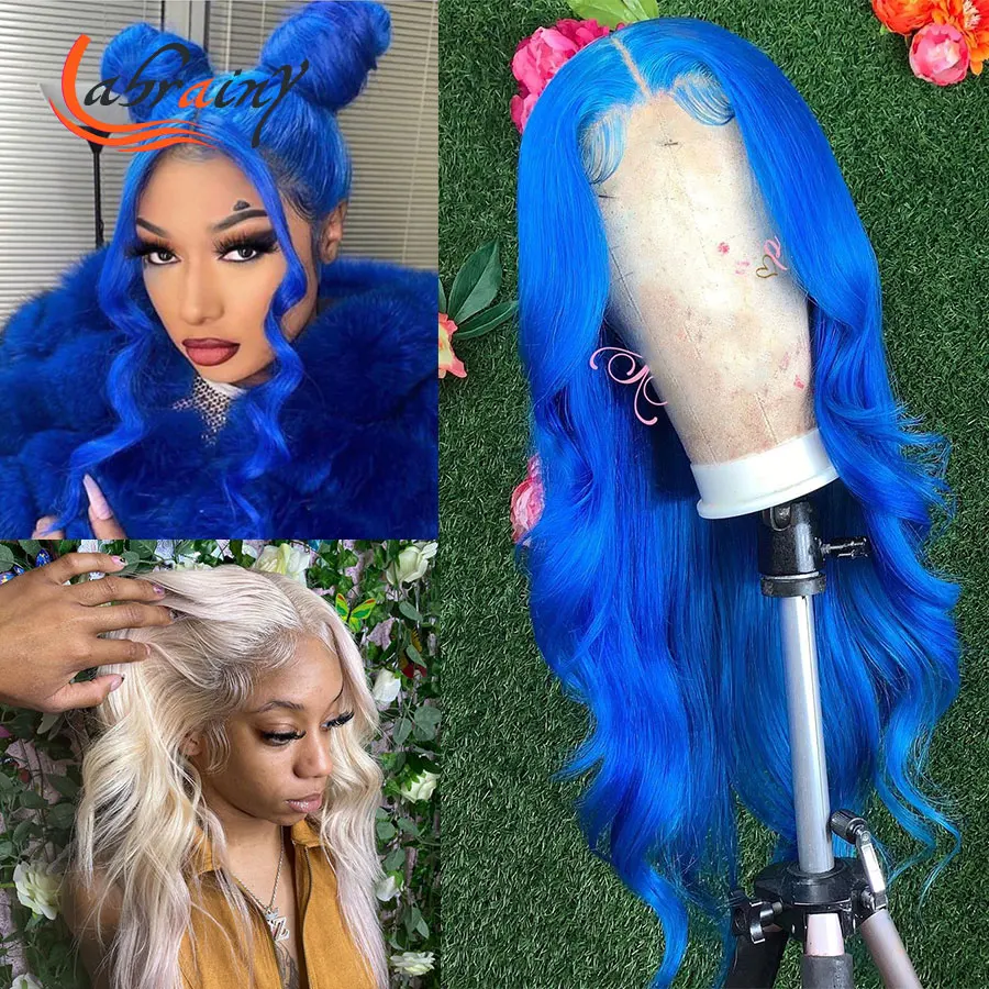 blonde and blue lace front wig