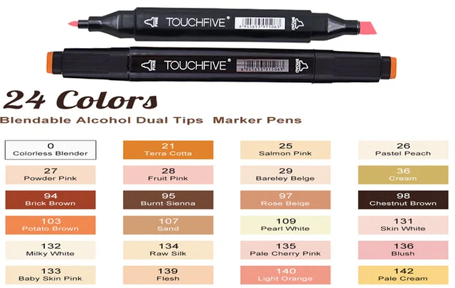 TOUCHFIVE 12-168 Colors Alcohol Sketch Markers Pen Set Dual Tip Art  Permanent Drawing Marker For Student Coloring Art Supplies