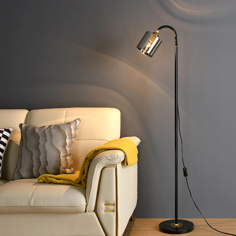 grey glass floor lamp