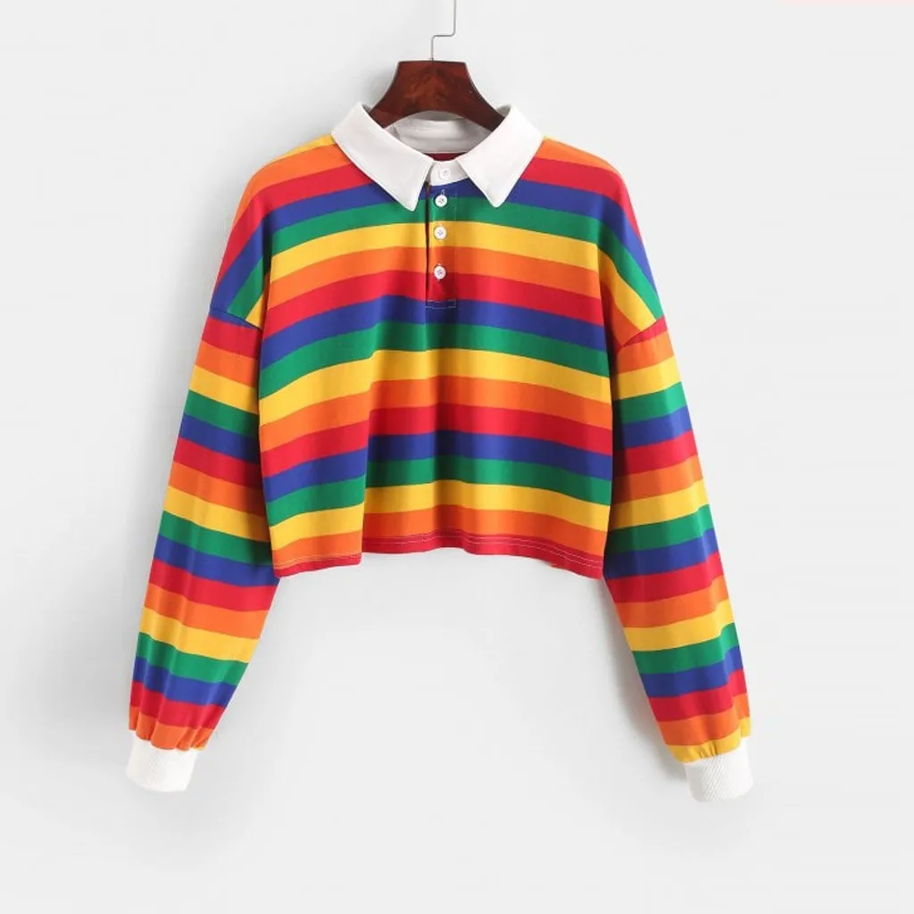 Fashion Winter Women Rainbow Striped 