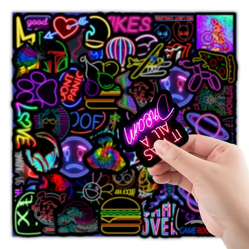 50 Pcs Reflective Stickers Glow In The Dark Wall Fashion Funny Luggage Mobile Phone Computer Notebook Decals Decorative
