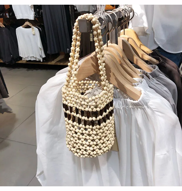wooden beaded bolsa