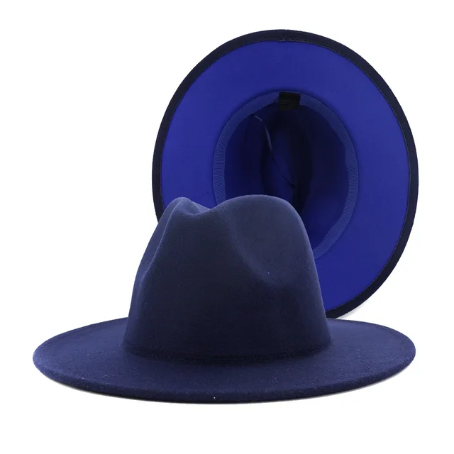 Royalblue Patchwork Wool Fedora Hats 