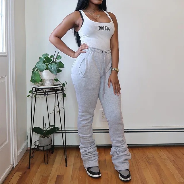 Fleece Warm Thick Stacked Sweatpants 