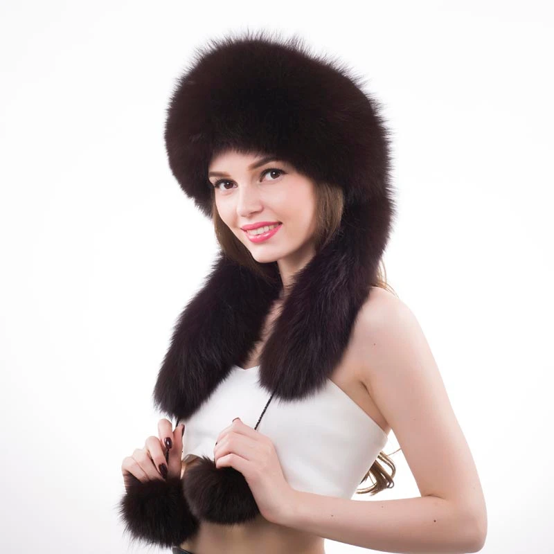 Warm Fashion Caps red Fox Fur Hats lady
