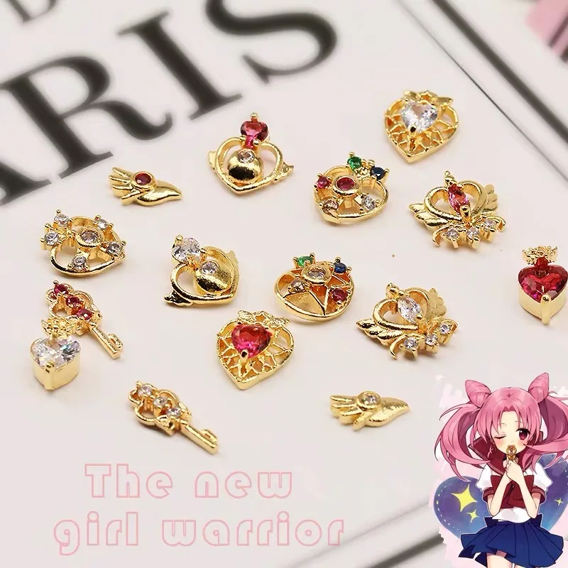 3D Mix Sailor Heart Nail Charms Colorful Moon Star Nail Rhinestones Alloy  Nail Charm Crystals Nail