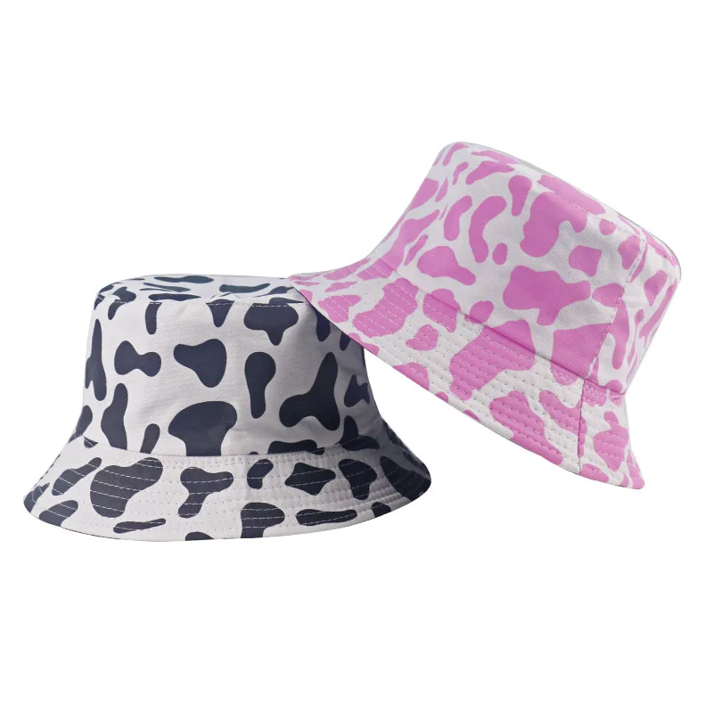 Women Chapeau Gorro Cow print bucket hat