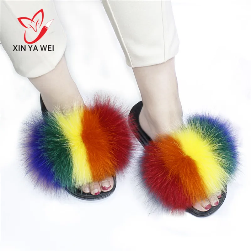 fur flip flops women