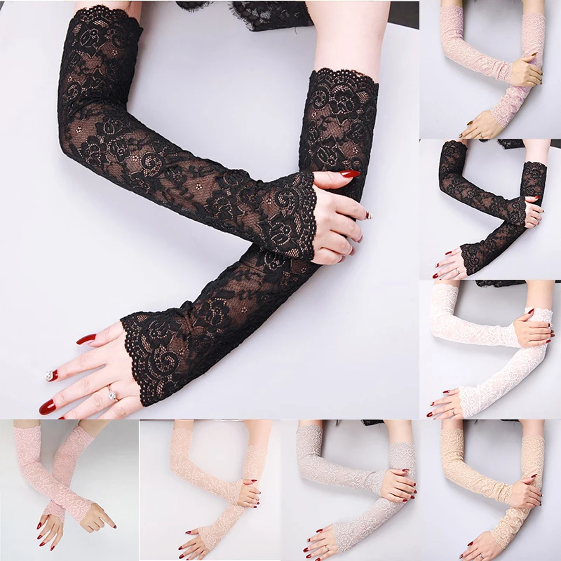 Summer Arm Sleeve Long Fingerless Lace 