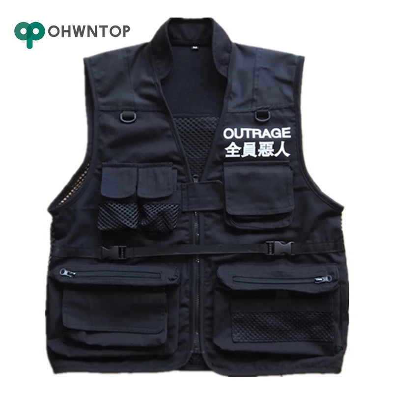 High Street Pockets Vest Men Letter 