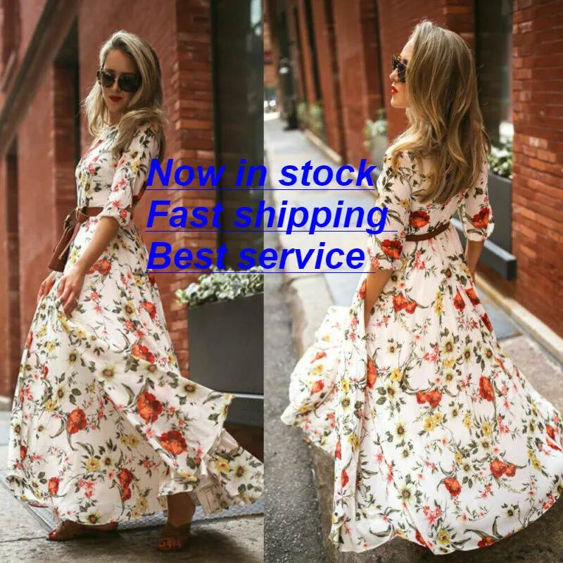 New Women Boho Floral Maxi Dress Summer 