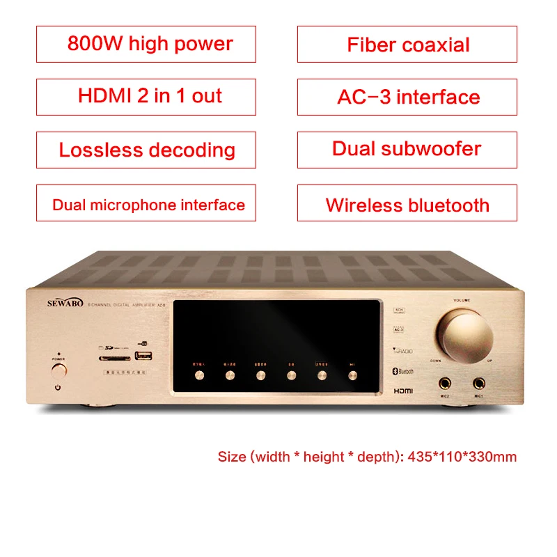 300w High-power 5.1 Power Amplifier Home Theater Ac3 Dts Dolby Surround U  Disk Fiber Optic Bluetooth Audio Decoder Hd Amplifier - Home Theater  Amplifiers - AliExpress