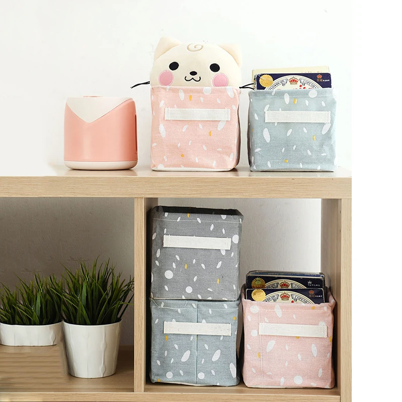 Αγορά Αποθήκευση και οργάνωση  Desktop Storage Basket Cute Printing  Waterproof Organizer Cotton Linen Sundries Storage Box Cabinet Underwear  Storage Bag 67166