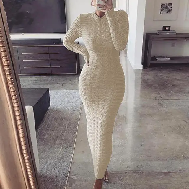 Winter Thicken Turtleneck Sweater Maxi 