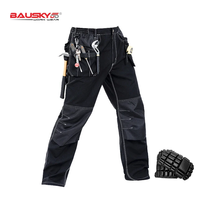 Mechanic Work Pants with Reflectors and Multi Pockets Mens Cargo