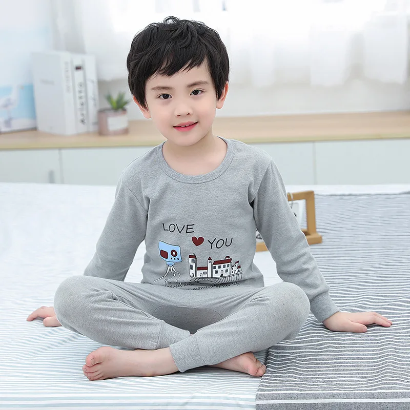 Child Boy Pajamas for 3-14 Years Winter Long Sleeved Pyjamas Suit